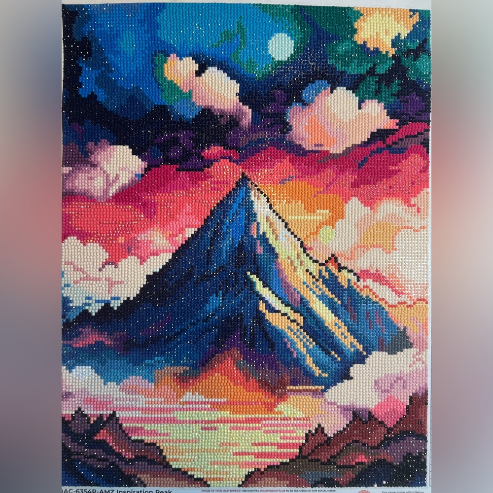 Completed Colorful Mountain Landscape Wall Art Inspiration Peak 13x17 Handmade